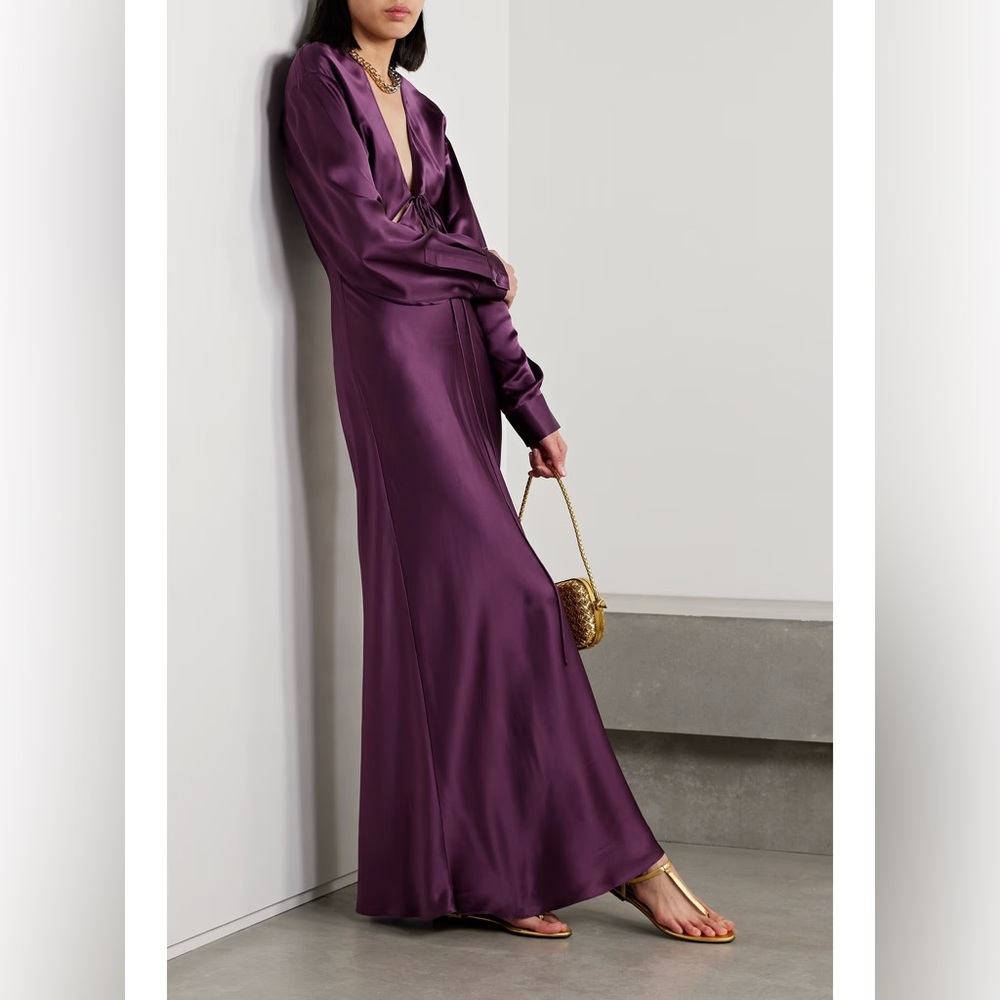 Christopher Esber Triquetra cutout silk-satin maxi dress - purple UK 14 US 10